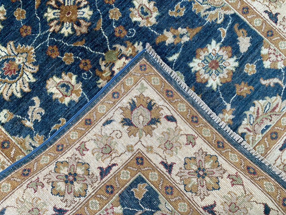 183 cm x 122 cm handgeknoopt Peshawari Chobi wollen tapijt - Blauw traditioneel bloemmotief vloerkleed - KBHM-583
