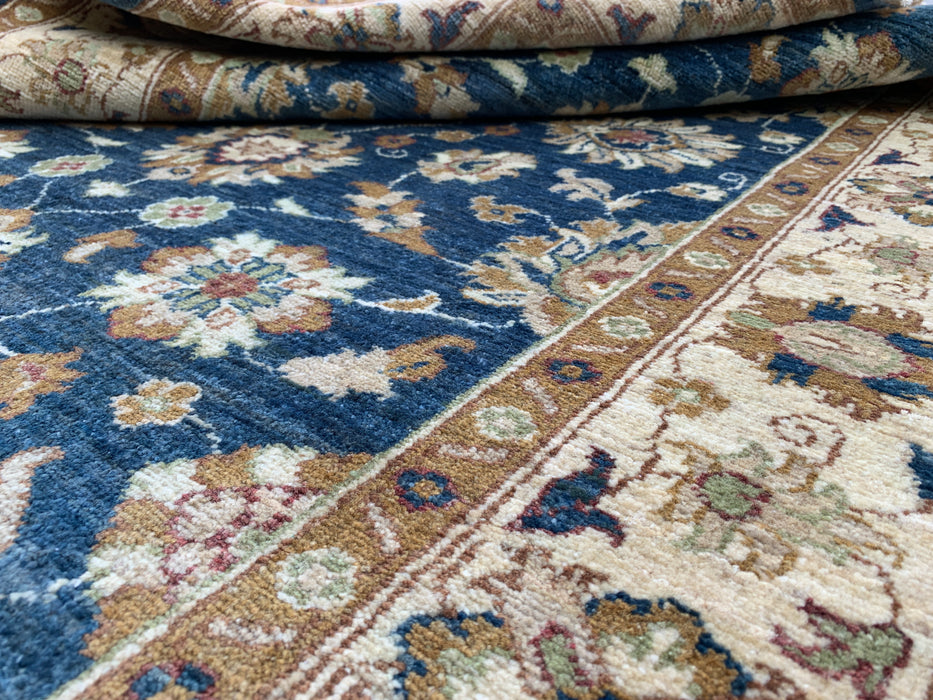 183 cm x 122 cm handgeknoopt Peshawari Chobi wollen tapijt - Blauw traditioneel bloemmotief vloerkleed - KBHM-583