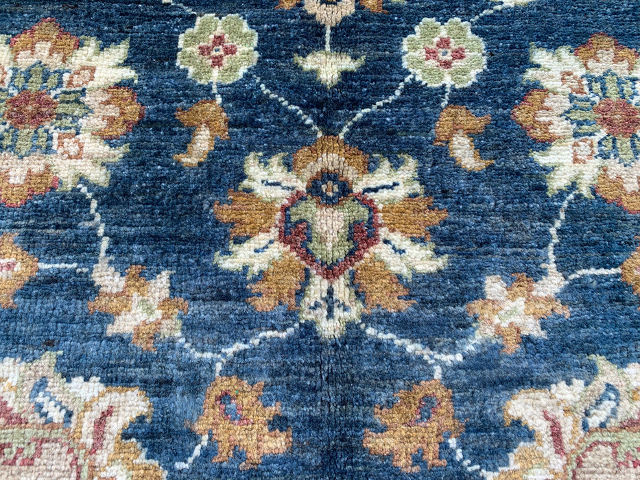 183 cm x 122 cm handgeknoopt Peshawari Chobi wollen tapijt - Blauw traditioneel bloemmotief vloerkleed - KBHM-583