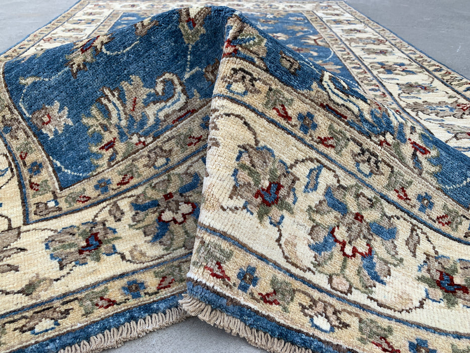 5'10 x 4'0 Hand-Knotted Peshawari Chobi Wool Rug - Blue Traditional Floral Area Rug - KBHM-584