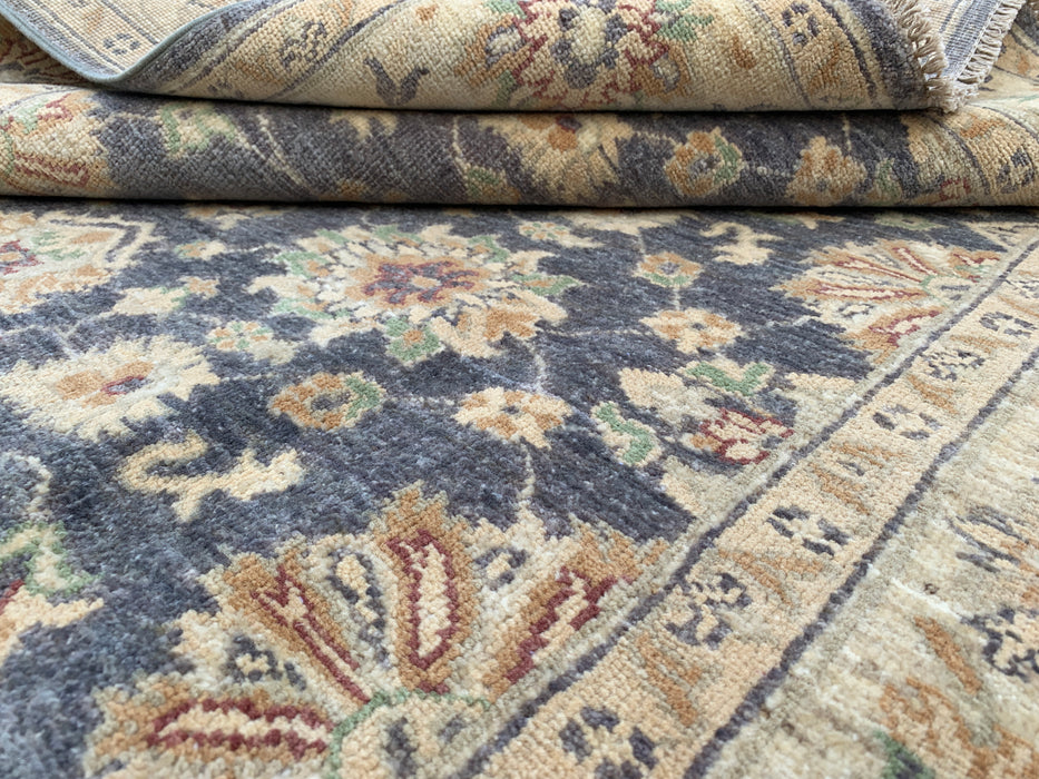 6'7 x 4'11 Hand-Knotted Peshawari Chobi Wool Rug - Gray Traditional Floral Area Rug - KBHM-585