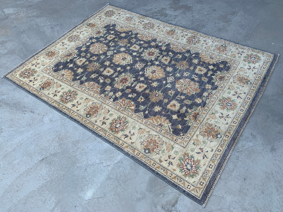 6'7 x 4'11 Hand-Knotted Peshawari Chobi Wool Rug - Gray Traditional Floral Area Rug - KBHM-585