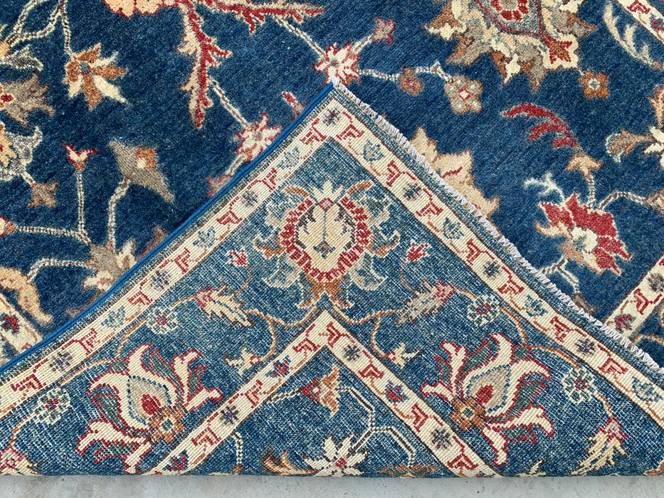 7'8 x 4'10 Hand-Knotted Peshawari Chobi Wool Rug - Blue Traditional Floral Area Rug - KBHM-586