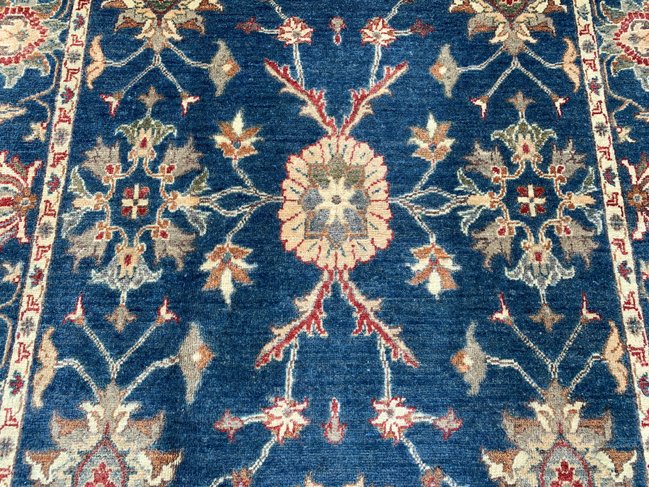 7'8 x 4'10 Hand-Knotted Peshawari Chobi Wool Rug - Blue Traditional Floral Area Rug - KBHM-586