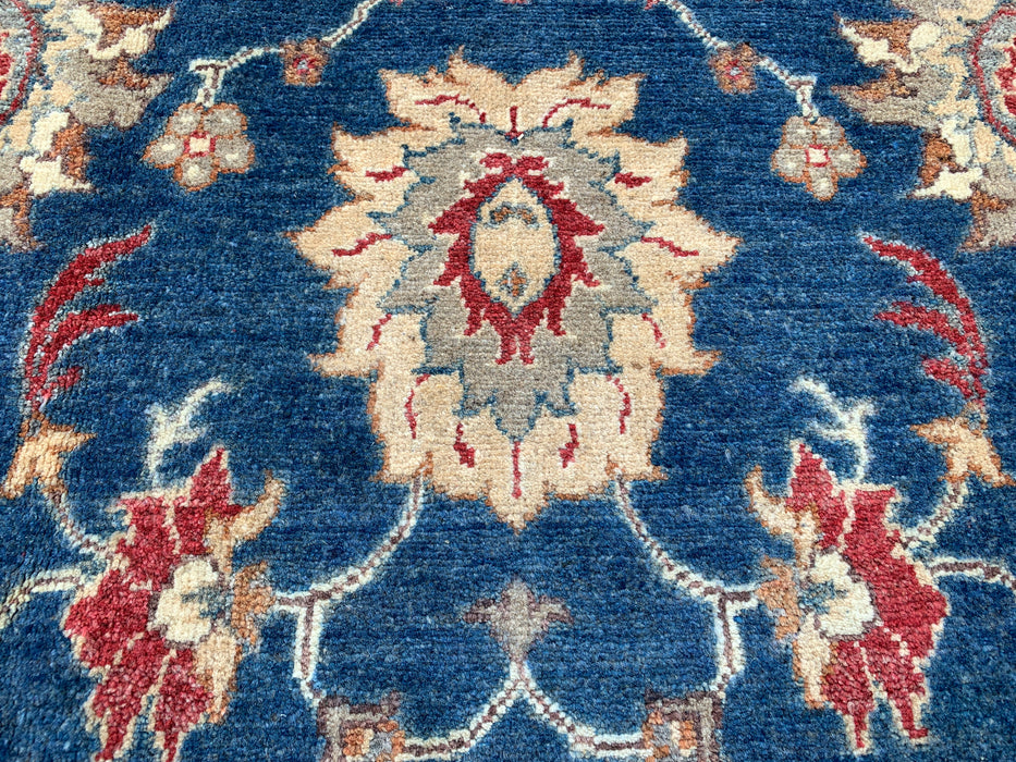 7'8 x 4'10 Hand-Knotted Peshawari Chobi Wool Rug - Blue Traditional Floral Area Rug - KBHM-586