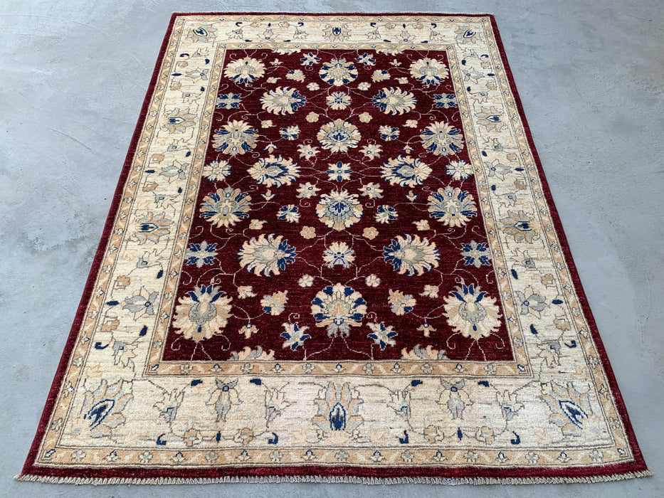 6'7 x 4'11 Hand-Knotted Peshawari Chobi Wool Rug - Red Traditional Floral Area Rug - KBHM-587