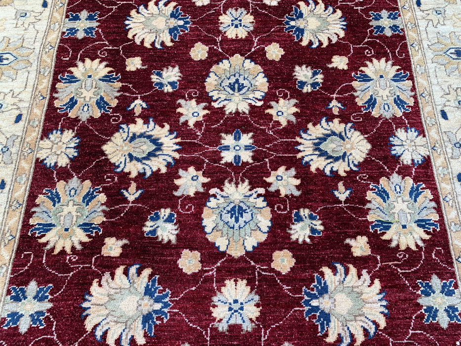 6'7 x 4'11 Hand-Knotted Peshawari Chobi Wool Rug - Red Traditional Floral Area Rug - KBHM-587