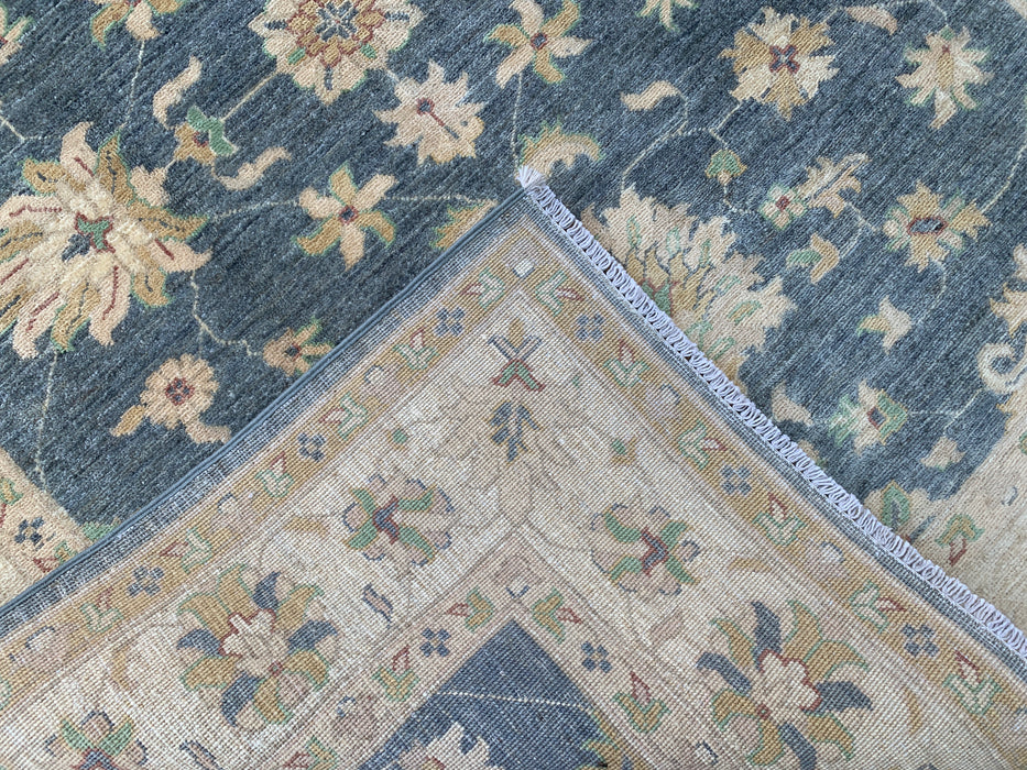 193 x 150 cm handgeknoopt Peshawari Chobi wollen tapijt - Grijs traditioneel bloemenkleed - KBHM-588