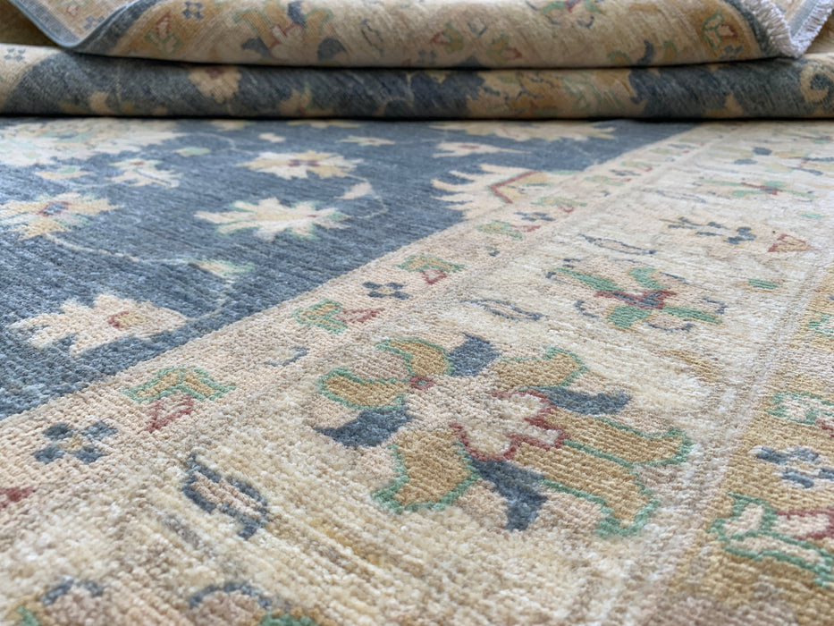 193 x 150 cm handgeknoopt Peshawari Chobi wollen tapijt - Grijs traditioneel bloemenkleed - KBHM-588