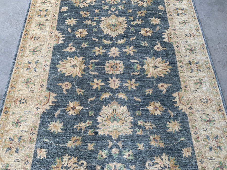 193 x 150 cm handgeknoopt Peshawari Chobi wollen tapijt - Grijs traditioneel bloemenkleed - KBHM-588