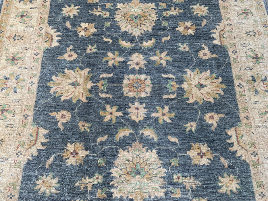 193 x 150 cm handgeknoopt Peshawari Chobi wollen tapijt - Grijs traditioneel bloemenkleed - KBHM-588