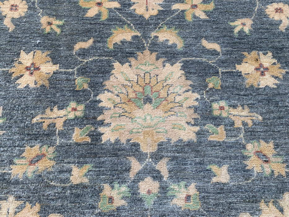 193 x 150 cm handgeknoopt Peshawari Chobi wollen tapijt - Grijs traditioneel bloemenkleed - KBHM-588
