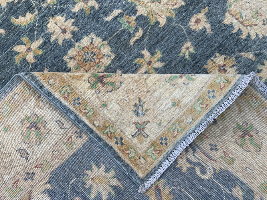 193 x 150 cm handgeknoopt Peshawari Chobi wollen tapijt - Grijs traditioneel bloemenkleed - KBHM-588