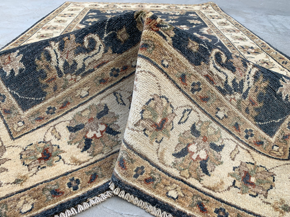 6'5 x 3'11 Hand-Knotted Peshawari Chobi Wool Rug - Blue Traditional Floral Area Rug - KBHM-589