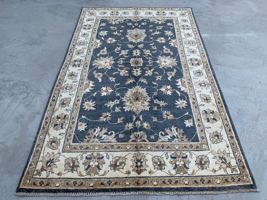 6'5 x 3'11 Hand-Knotted Peshawari Chobi Wool Rug - Blue Traditional Floral Area Rug - KBHM-589