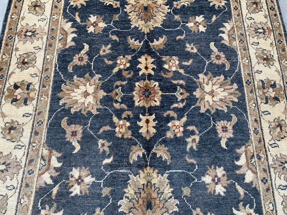 6'5 x 3'11 Hand-Knotted Peshawari Chobi Wool Rug - Blue Traditional Floral Area Rug - KBHM-589