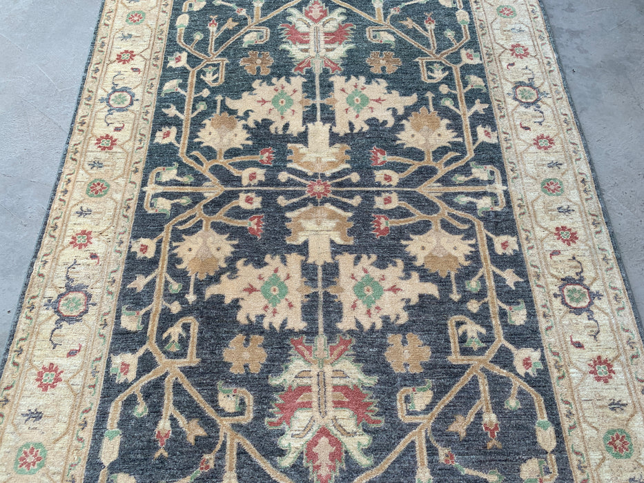 6'8 x 5'0 Hand-Knotted Peshawari Chobi Wool Rug - Gray Traditional Floral Area Rug - KBHM-590