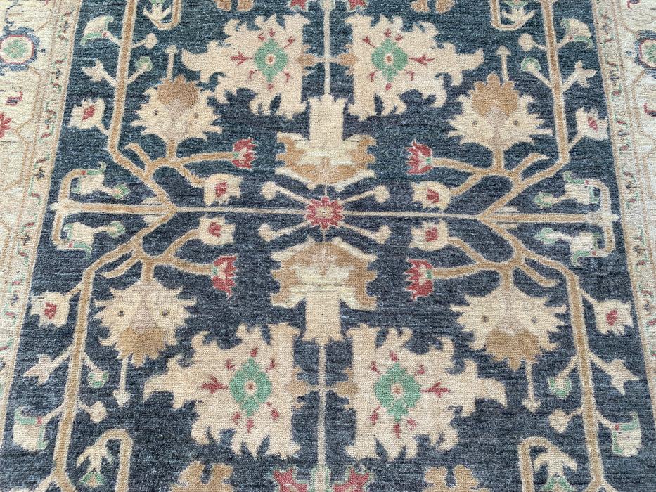 6'8 x 5'0 Hand-Knotted Peshawari Chobi Wool Rug - Gray Traditional Floral Area Rug - KBHM-590