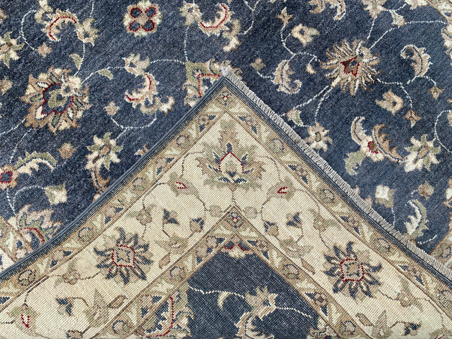 6'10 x 4'10 handgeknoopt Peshawari Chobi wollen tapijt - Blauw traditioneel bloemmotief vloerkleed - KBHM-591