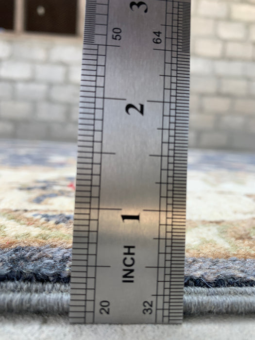 6'10 x 4'10 handgeknoopt Peshawari Chobi wollen tapijt - Blauw traditioneel bloemmotief vloerkleed - KBHM-591
