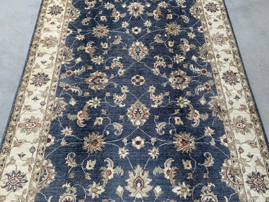 6'10 x 4'10 handgeknoopt Peshawari Chobi wollen tapijt - Blauw traditioneel bloemmotief vloerkleed - KBHM-591