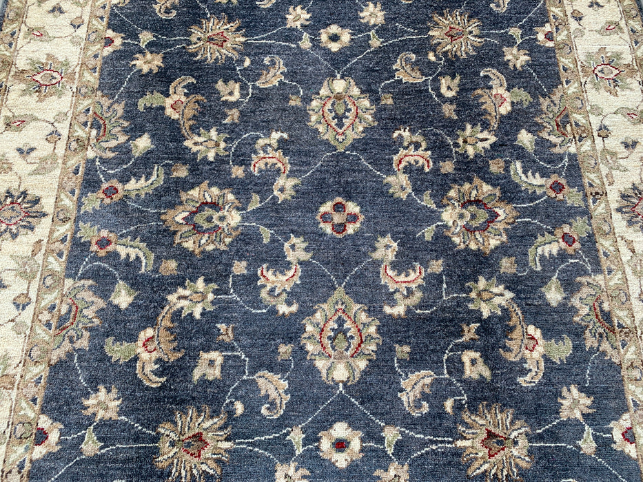 6'10 x 4'10 handgeknoopt Peshawari Chobi wollen tapijt - Blauw traditioneel bloemmotief vloerkleed - KBHM-591
