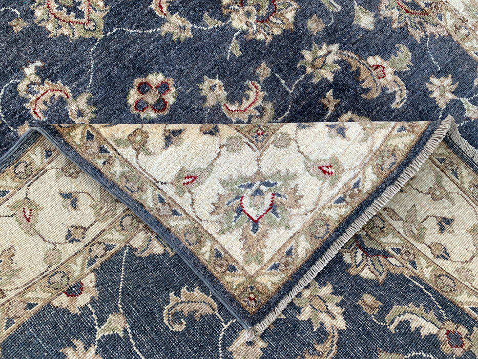 6'10 x 4'10 handgeknoopt Peshawari Chobi wollen tapijt - Blauw traditioneel bloemmotief vloerkleed - KBHM-591