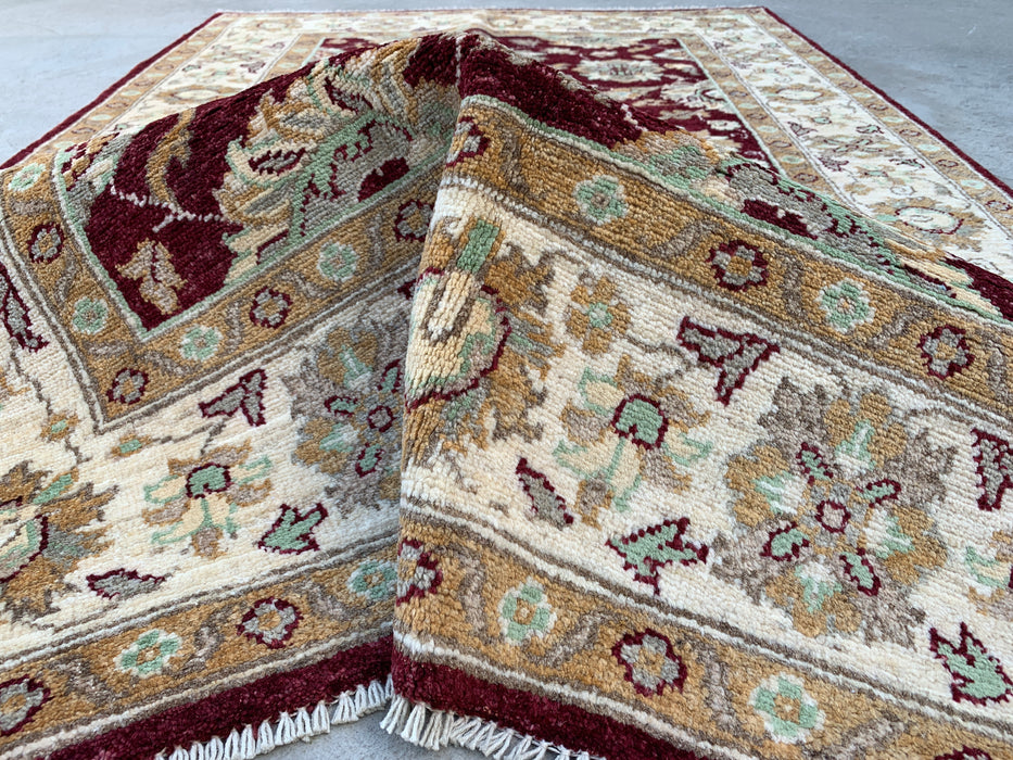 6'0 x 3'11 Hand-Knotted Peshawari Chobi Wool Rug - Red Traditional Floral Area Rug - KBHM-592