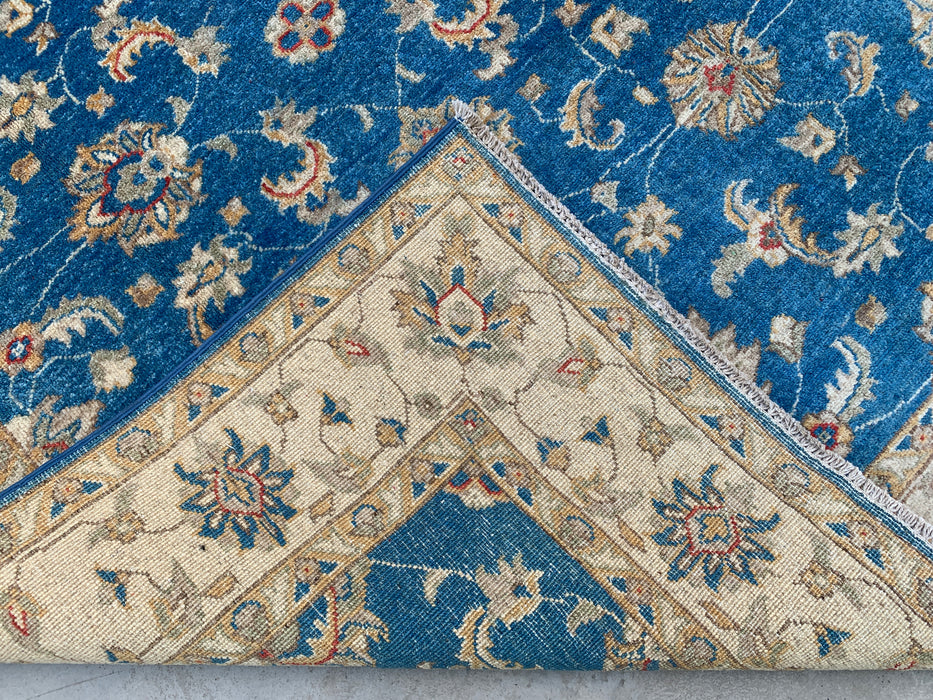 6'4 x 5'2 Hand-Knotted Peshawari Chobi Wool Rug - Blue Traditional Floral Area Rug - KBHM-594