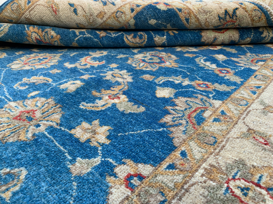 6'4 x 5'2 Hand-Knotted Peshawari Chobi Wool Rug - Blue Traditional Floral Area Rug - KBHM-594