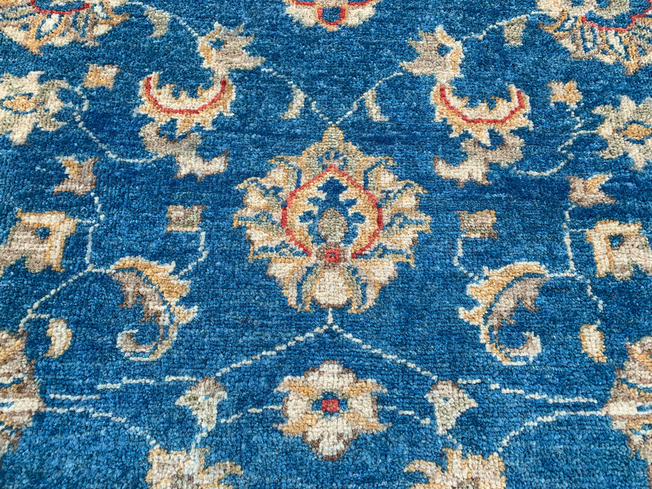 6'4 x 5'2 Hand-Knotted Peshawari Chobi Wool Rug - Blue Traditional Floral Area Rug - KBHM-594