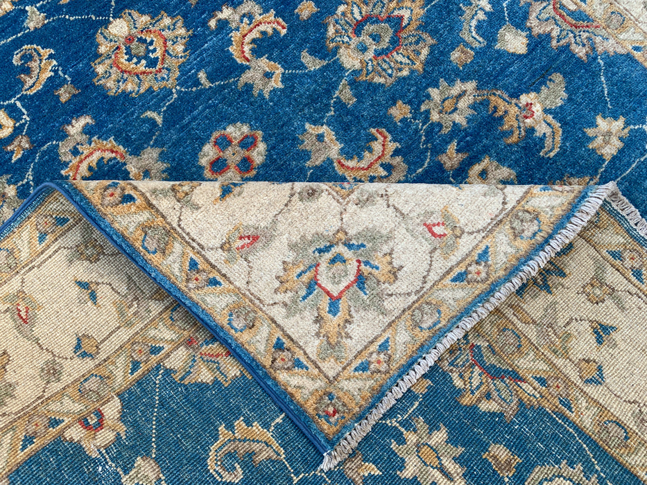 6'4 x 5'2 Hand-Knotted Peshawari Chobi Wool Rug - Blue Traditional Floral Area Rug - KBHM-594