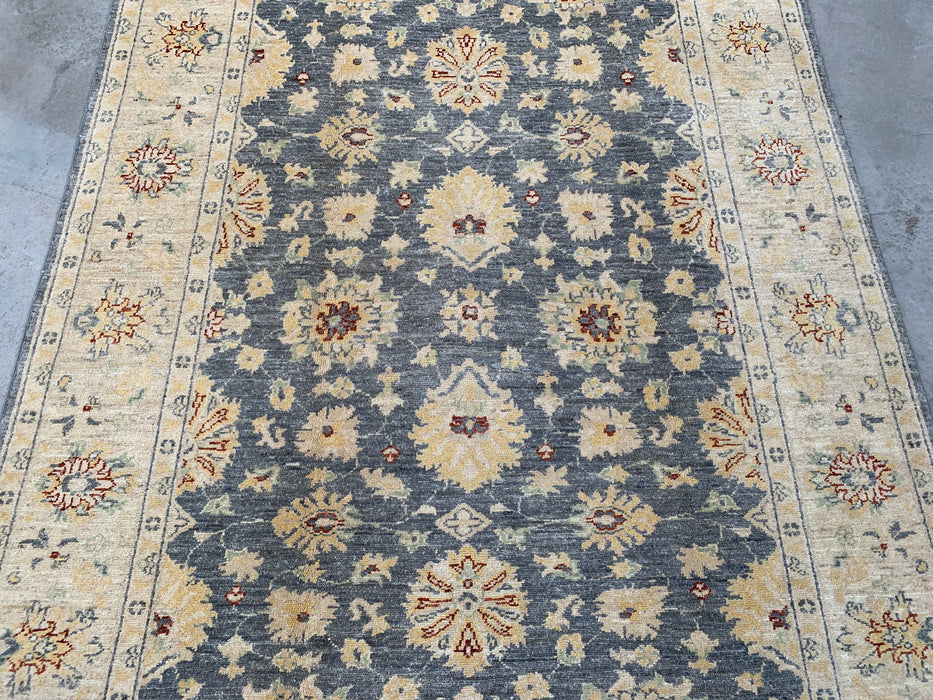 6'6 x 4'10 Hand-Knotted Peshawari Chobi Wool Rug - Gray Traditional Floral Area Rug - KBHM-595