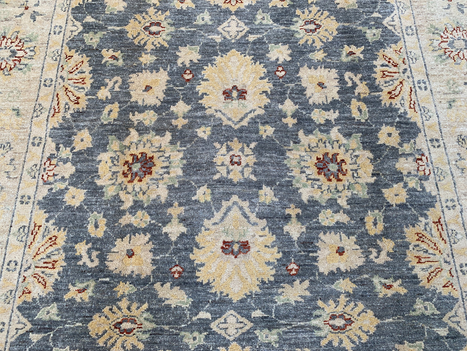 6'6 x 4'10 Hand-Knotted Peshawari Chobi Wool Rug - Gray Traditional Floral Area Rug - KBHM-595