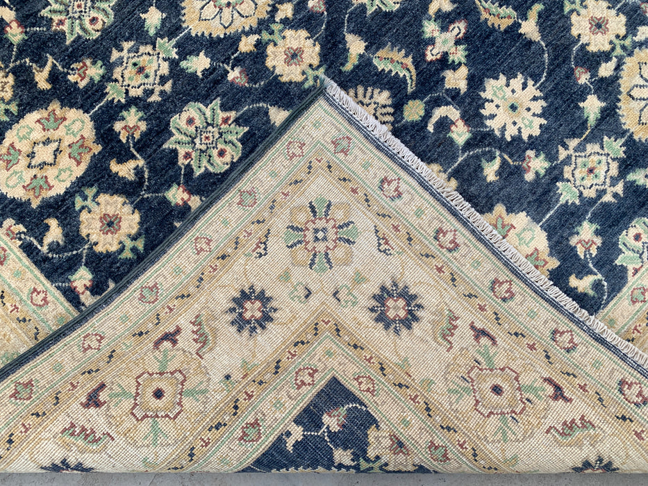 6'8 x 5'0 Hand-Knotted Peshawari Chobi Wool Rug - Blue Traditional Floral Area Rug - KBHM-596