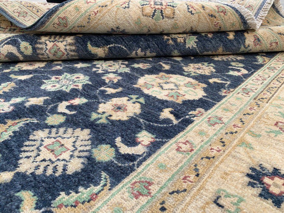 6'8 x 5'0 Hand-Knotted Peshawari Chobi Wool Rug - Blue Traditional Floral Area Rug - KBHM-596