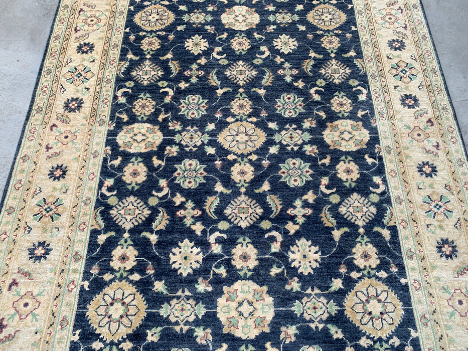 6'8 x 5'0 Hand-Knotted Peshawari Chobi Wool Rug - Blue Traditional Floral Area Rug - KBHM-596