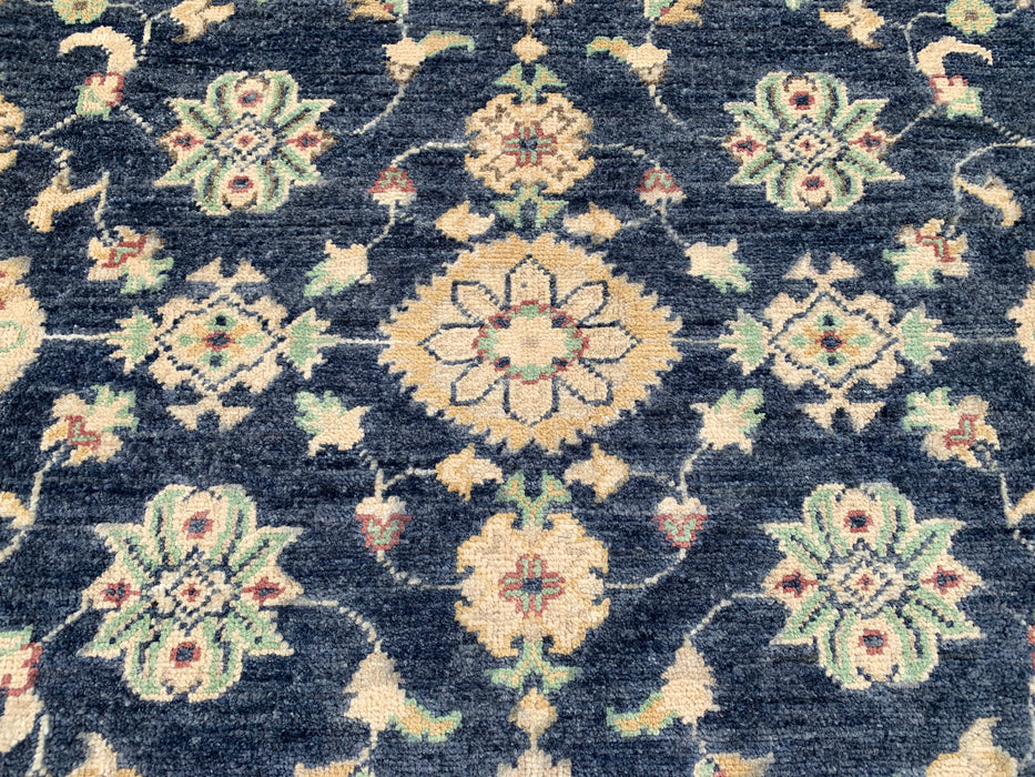 6'8 x 5'0 Hand-Knotted Peshawari Chobi Wool Rug - Blue Traditional Floral Area Rug - KBHM-596