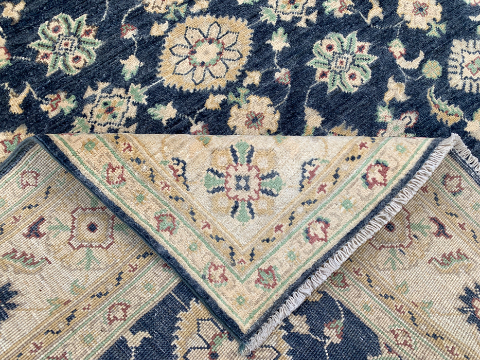 6'8 x 5'0 Hand-Knotted Peshawari Chobi Wool Rug - Blue Traditional Floral Area Rug - KBHM-596