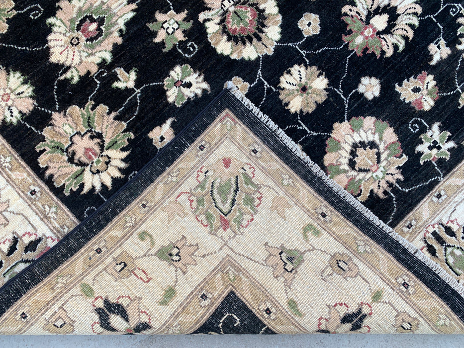 6'6 x 5'2 Hand-Knotted Peshawari Chobi Wool Rug - Black Traditional Floral Area Rug - KBHM-597