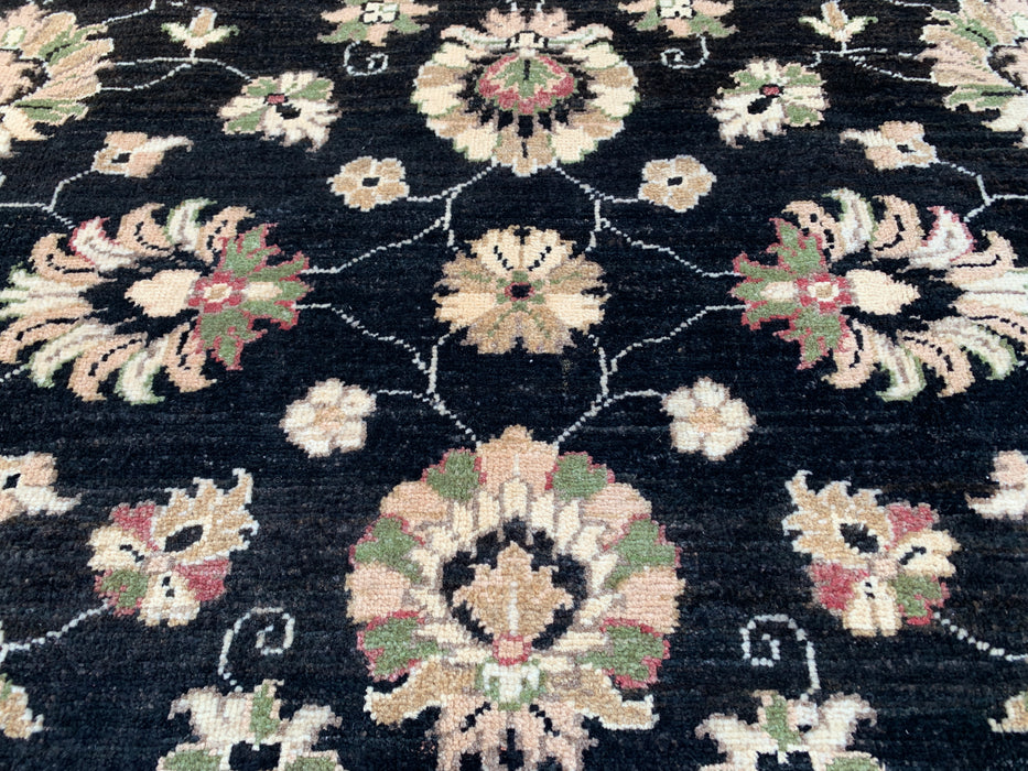 6'6 x 5'2 Hand-Knotted Peshawari Chobi Wool Rug - Black Traditional Floral Area Rug - KBHM-597
