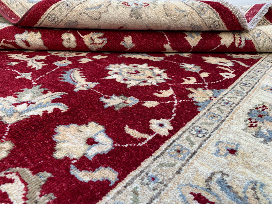 6'9 x 4'11 Hand-Knotted Peshawari Chobi Wool Rug - Red Traditional Floral Area Rug - KBHM-599