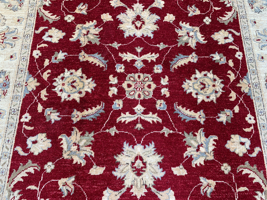 6'9 x 4'11 Hand-Knotted Peshawari Chobi Wool Rug - Red Traditional Floral Area Rug - KBHM-599