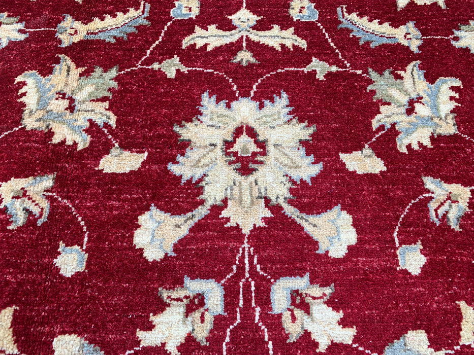 6'9 x 4'11 Hand-Knotted Peshawari Chobi Wool Rug - Red Traditional Floral Area Rug - KBHM-599