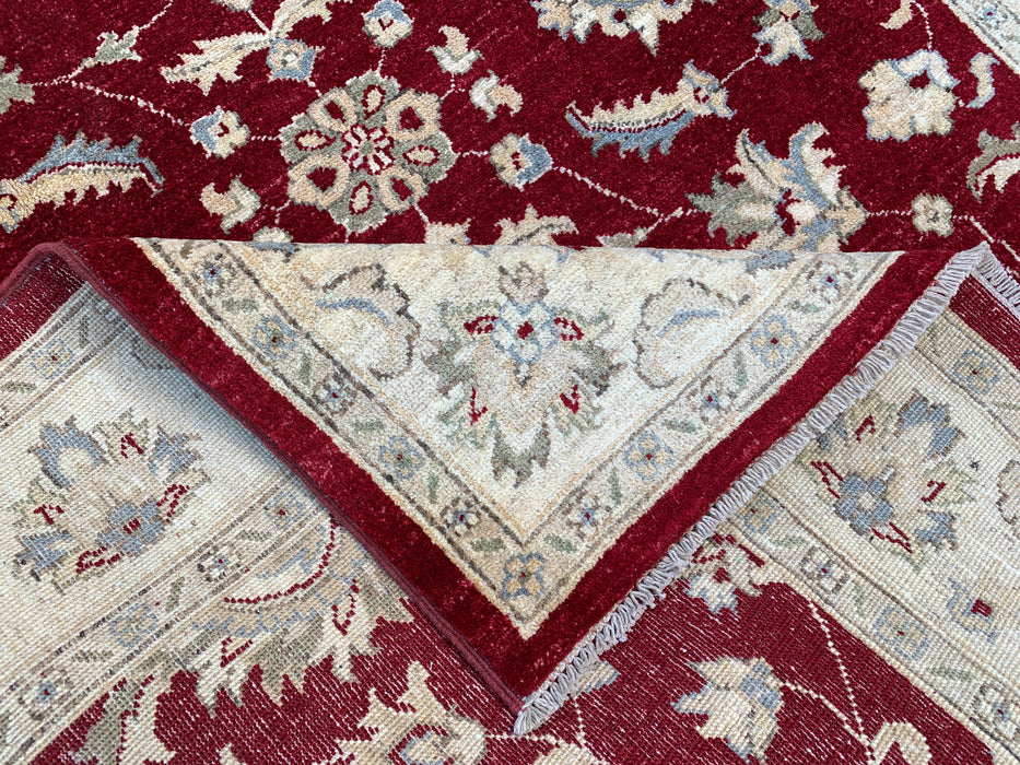 6'9 x 4'11 Hand-Knotted Peshawari Chobi Wool Rug - Red Traditional Floral Area Rug - KBHM-599