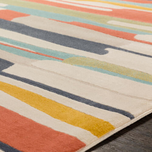 City Machinaal Geweven Vloerkleed — Oranje / Aqua Multi | CIT-2339