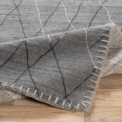 Arlequin handgemaakt wollen & viscose vloerkleed — Charcoal | ARQ-2300