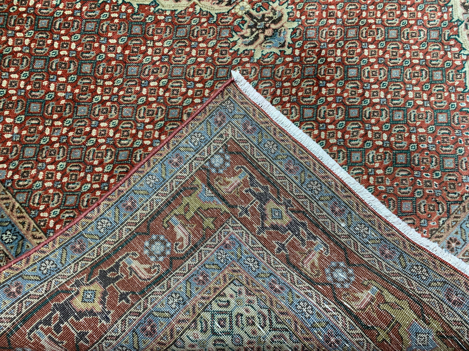 6’5” × 9’4” Hand-Knotted Persian Bijar Wool Rug – Rust Red Mahi Design with Medallion