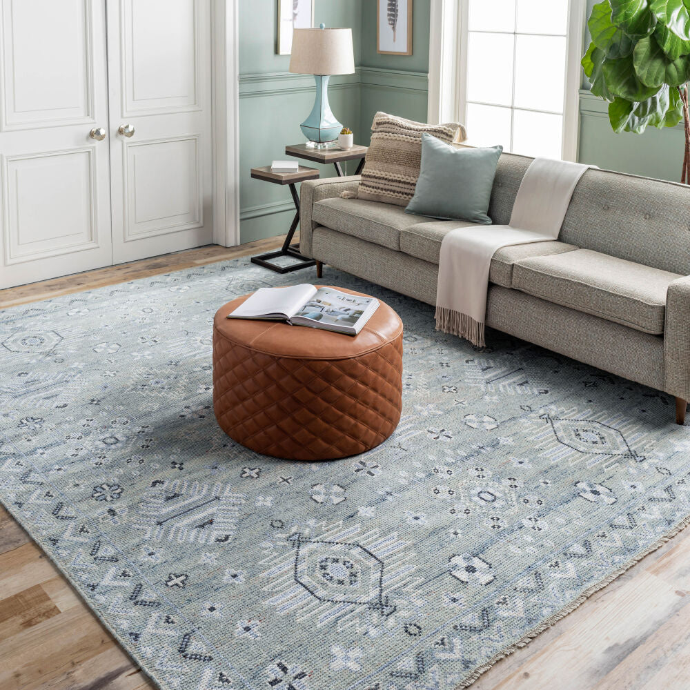 Almeria Hand Knotted Rug — Denim / Dusty Sage | ALM-2302 - colour & pattern