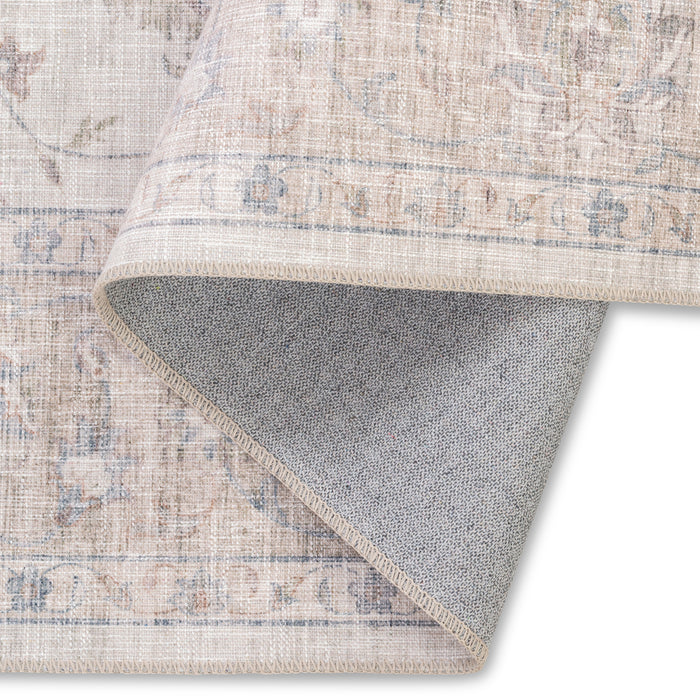 Premium Wasbaar Antislip Vloerkleed – Dusty Blue Medallion (Machinewasbaar)